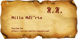 Milla Márta névjegykártya